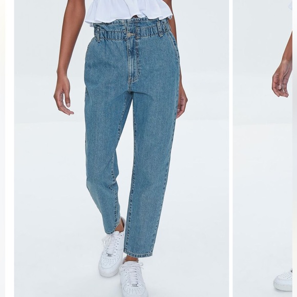 Forever 21 Denim - Forever 21 L High Rise Paper bag Straight Leg Mom Jeans